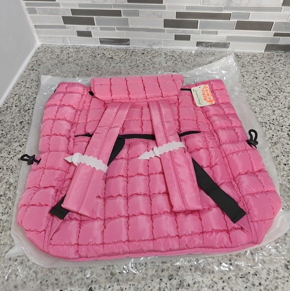 0006 Free People Quilted Pink Puffer Backpack main image 5